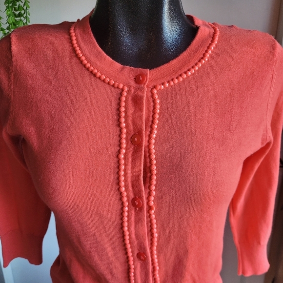 Merona Reddish Pink Cropped Sleeve Button Up Top M - Picture 2 of 7